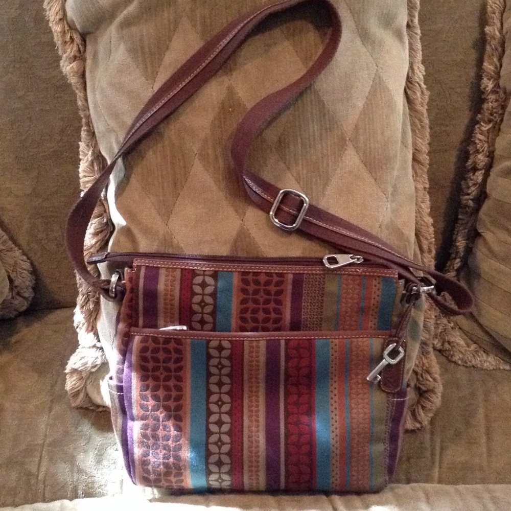 Fossil Bag Canvas & Leather Crossbody EUC!